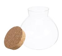 Bouteille de Micro-Paysage en Verre Rond Bouchon en Liège 15x16cm | Surface Lisse Facile à Nettoyer, Fermeture Hermétique, Adaptée aux Mousses, Plantes Miniatures