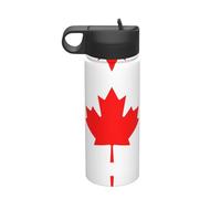 Bouteille de paille en acier inoxydable avec drapeau canadien, artefact d'isolation de voyage en plein air