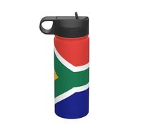Bouteille de paille en acier inoxydable avec drapeau sud-africain pour les loisirs en plein air