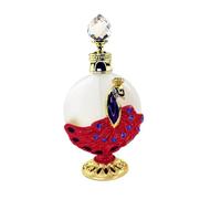 Bouteille de parfum en métal Vintage 30ml, bouteilles d'huile essentielle paon avec compte-gouttes verre, cadeau décoration mariage Pour Commode,Décoration De Table(Red)