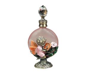 Bouteille de parfum en verre Rose/bleu, 30ML/1oz, Vintage, Angle émail 3D et motif Rose, bouchon cristal clair, décoration maison, cadeau for femme mère, 1 pièce Pour Commode,Décoration De Table(Red)