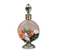 Bouteille de parfum vintage, 1 pièce 30 ml/1 oz verre rose/bleu vintage 3D émaillé angle et motif rose bouchon en cristal transparent décoration d'intérieur cadeau femme mère(Red)