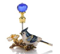 Bouteille de parfum Vintage en métal émail, oiseau bleu rouge, décor fleur, récipient verre diamant avec bâton d'égouttage, recharge, cadeau, 1 pièce 5ml Pour Parfum(Blue Bird)