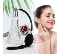 Bouteille De Parfum Vintage En Verre Rechargeable Vide Avec Pulverisateur D'ampoule Noire Antique Avec Gland 75 Ml B