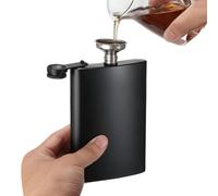 Bouteille de poche classique en acier inoxydable - Petite bouteille à alcool noire mate de 17,2 cm, 236,8 g, étanche avec bouchon à charnière | Bouteille à liqueur portable pour homme, petit ami, mari