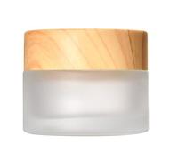 Bouteille De Pot À Crème En Verre Givrée Avec Couvercle Grain Bois Rechargeable Pots Lotion