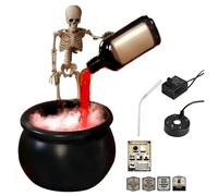 Bouteille de potion flottante magique d'Halloween, brumisateur à ultrasons avec chaudron de sorcière noir, bouteilles flottantes magiques pour Halloween, squelette anti-éclaboussures, effrayant Hocus