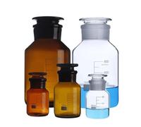 Bouteille de réactif à large ouverture en verre commun marron/transparent, avec bouchon au sol, flacons d'échantillon de laboratoire(250mL brown 2pcs)
