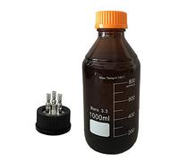 Bouteille de réactif en verre borosilicaté brun ambré 100 ml-20 000 ml avec bouchon en acier inoxydable GL45 -(500ml M-3-Through)