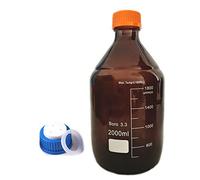Bouteille de réactif en verre Borosilicate brun ambre, avec bouchon de Phase Mobile à 3 trous GL45, capacité de 100ml à 20000ml, 1 pièce(500ml)