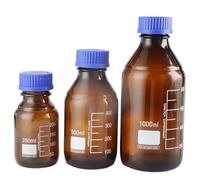 Bouteille de réactif en verre de laboratoire 50 ml 100 ml 250 ml 500 ml 1000 ml bouteille de réactif en verre à vis marron(100ml-2pcs)