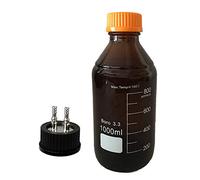 Bouteille de réactif ronde en verre borosilicate brun ambré avec bouchon en acier inoxydable GL45-capacité de 100 ml à 20 000 ml(250ml S-2-Through)