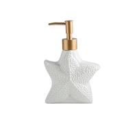 Bouteille de Savon Bouteille de Savon en céramique Blanche, Bouteille Lotion, Distributeur élégant Forme d'étoile mer/Coquille avec Pompe Acier Inoxydable Décoration de Cuisine(Starfish Shaped)