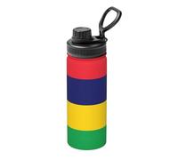 Bouteille de sport en acier inoxydable avec drapeau de l'île Maurice - Portable - Grande capacité - Convient pour les trajets en plein air