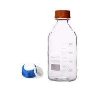 Bouteille de stockage de médias ronde en verre borosilicaté avec bouchon de phase mobile à 4 trous GL45 - Dispositif anti-fuite(250ml)