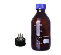 Bouteille de stockage de médias ronde marron ambré-100 ml à 2000 ml-bouteille de réactif GL45 avec bouchon en acier inoxydable haute température(500ml S-3-Through)