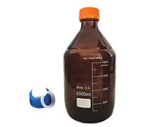 Bouteille de stockage ronde en verre Borosilicate, brun ambre, avec bouchon à vis à 2 trous, GL45, 1 pièce(10000ml)