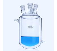 Bouteille de verre conique scientifique, Fiole conique en verre, 250, 500 ou 1000 ml, à 4 cols, à double paroi, for expériences de laboratoire.(1000ml 24-24-24-24)