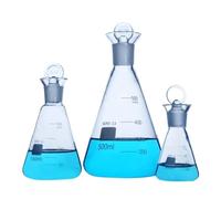 Bouteille de verre conique scientifique, Fiole conique en verre avec bouchon rodé, 50-1000 ml, en verre borosilicaté (Erlenmeyer)(50ml N0.19 2pcs)