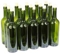 Bouteille de Vin 750 ml Avec/Sans Bouchon - Verre Vide pour Vin, Liqueur - 3 Couleurs, Vert Olive - 24 Pièces