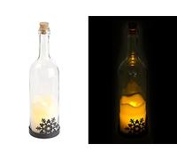 Bouteille de vin décorative avec bougie LED vacillante - Flocon [Lunartec]