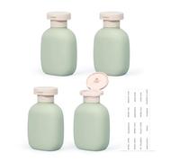 Bouteille de voyage, avec bouchon à rabat, anti-fuite et rechargeable, pour shampoing, après-shampoing, crèmes, etc., en plastique léger, vert, 100 ml