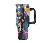 Bouteille de voyage de 1200 ml avec paille isotherme en acier inoxydable pour voiture, gobelet réutilisable pour boissons chaudes et froides, motif chien pop art