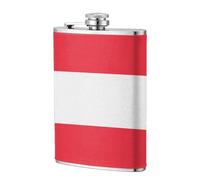 Bouteille de voyage en cuir avec drapeau autrichien de 236 ml - Thermos en acier inoxydable pour boissons, récipient anti-fuite pour les hanches
