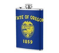 Bouteille de voyage en cuir avec drapeau de l'État de l'Oregon, 236,8 ml, thermos en acier inoxydable pour boissons, récipient anti-fuite pour les hanches