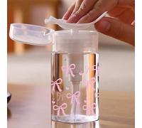 Bouteille de voyage rechargeabletransparente pour démaquillant avec motif cœur rose cerise, pompe portable de 100 ml/200 ml. Convient pour le démaquillant, le tonique et le démaquillant. Design en dôm