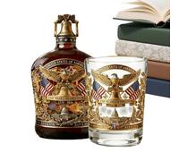 Bouteille de whisky - 350 ml drapeau américain 1776-2026 - Ensemble de verres à whisky et bouteille d'alcool patriotique | Pour Célébration Du Memorial Day Vacances Mariage Et