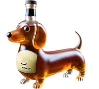 Bouteille de whisky 3D amusante en forme de teckel en verre avec statue de teckel - Décanteur de vin unique pour homme, papa, mari, bar et décoration d'intérieur (#1)