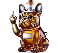 Bouteille de whisky amusante en forme de bouledogue français, carafe à whisky 3D en forme de doigt d'honneur, bouteille de vin en verre à whisky pour chien, pour bar, décoration d'intérieur(A)