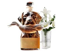Bouteille de whisky - Carafe en verre | Canard de chasse au chien de chasse - Bouteille de whisky gravée 3D - Bouteille d'alcool en verre - Brandy Bourbon Vodka Men Tequila, décorations de fête