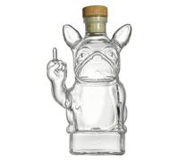 Bouteille de whisky drôle bouledogue français bouteille d'alcool montrant son majeur 7x5x5 pouces carafe en verre transparent pour vin, tequila
