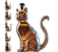 Bouteille de whisky drôle en forme de chat, verres à whisky gravés de 10 oz, mini carafe à whisky créative en forme de chat, cadeaux uniques en verre pour homme, papa, mari, petit ami