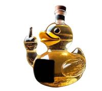 Bouteille de whisky en forme de canard à doigt d'honneur, 300ml en verre soufflé à la main, motif animal amusant, pour rhum écossais, décoration de bar, cadeau(B)