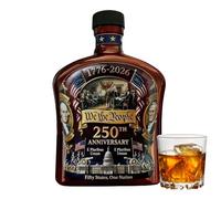 Bouteille de whisky patriotique - Récipient à liqueur en verre de 350 ml | Carafe commémorative du 250e anniversaire | Cadeau souvenir du drapeau américain pour papa, grand-père, décoration de b