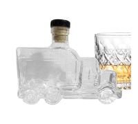 Bouteille de whisky semi -camion de 375 ml - coffret cadeau pour carafe à vin en transparent, collection moderne bar | Boîte décorative en forme de voiture avec bouchon, affichage de boissons