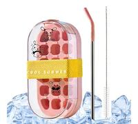 Bouteille d'eau 2 en 1, distributeur de moules, bac à glaçons intégré, système de refroidissement à libération par pression, récipient réutilisable, couvercle à paille, bouteille portable résistante