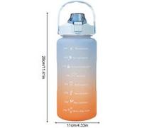 Bouteille d'eau 2L 2000ML Sans BPA avec Marqueur de Temps de Motivation, Bouteille d'eau de Sport pour Camping Voyage Gym Cyclisme graduée heure bleu G