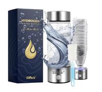Bouteille d'eau à hydrogène de qualité supérieure - 420 ml - Verre - Plus de 1800 PPB | Générateur d'hydrogène portable | Compatible avec l'eau minérale | Sans BPA, rechargeable | Comprend un coffret