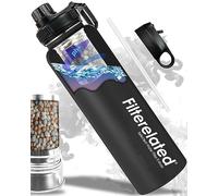 Bouteille d'eau alcaline rapide de 880,5 g - Bouteille d'eau filtrée en acier inoxydable - Réduction du pH - Bouteille d'eau alcaline 9,5 - Une clé pour ouvrir la bouteille filtrante alcaline portable