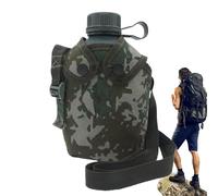Bouteille d'eau armée, bouteille d'eau cantine | Avec bouteille d'eau en aluminium alpiniste de couverture de camouflage,Fournitures de filtration 1L avec sangle, flacons d'hydratation de randonnée