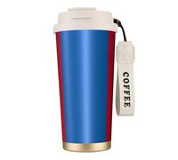 Bouteille d'eau avec couvercle à paille en acier inoxydable - Motif drapeau mongol - Large ouverture isolée - Anti-fuite - Pour femme - Blanc