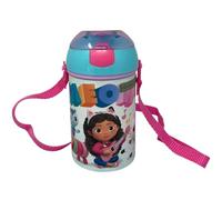 Bouteille d'eau avec ouverture pop-up Gabby's Dollhouse en plastique réutilisable avec bandoulière sans BPA capacité 450 ml