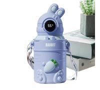 Bouteille d'eau avec paille, bouteille d'eau en acier inoxydable avec paille | Bouteille isolée en acier inoxydable de dessin animé de 500ML | Tasse de voyage légère à affichage numérique, boute