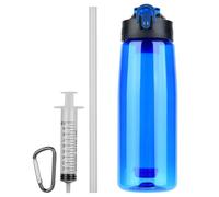 Bouteille d'Eau avec Paille Filtrante Intégrée pour Randonnée Pédestre (Bleu)