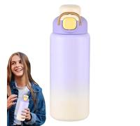 Bouteille d'eau avec poignée en paille | Couvercle à ouverture instantanée avec poignée | Bouteille d'eau portable de grande capacité pour étudiant