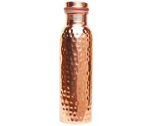 Bouteille d'Eau Ayurvédique en Cuivre Pur - 950 ml, Étanche, Sans Joint, Effet Martelé